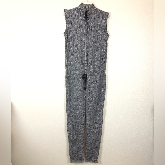 Maison Scotch Zigzag Print Sleeveless Jumpsuit Drawstring Waist size XS Petite - Picture 1 of 14